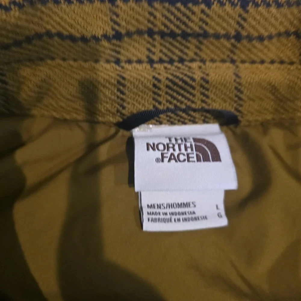 North Face TNF Valley Twill Utility Shacket Lined Jacket Size L Plaid Green